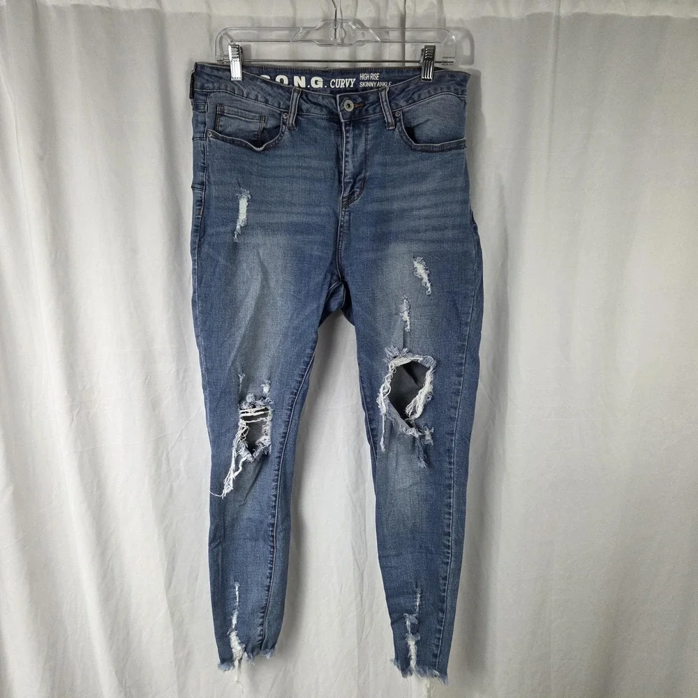S.O.N.G. Jeans Juniors 11/30 Blue High Rise Curvy Skinny Ankle Stretch